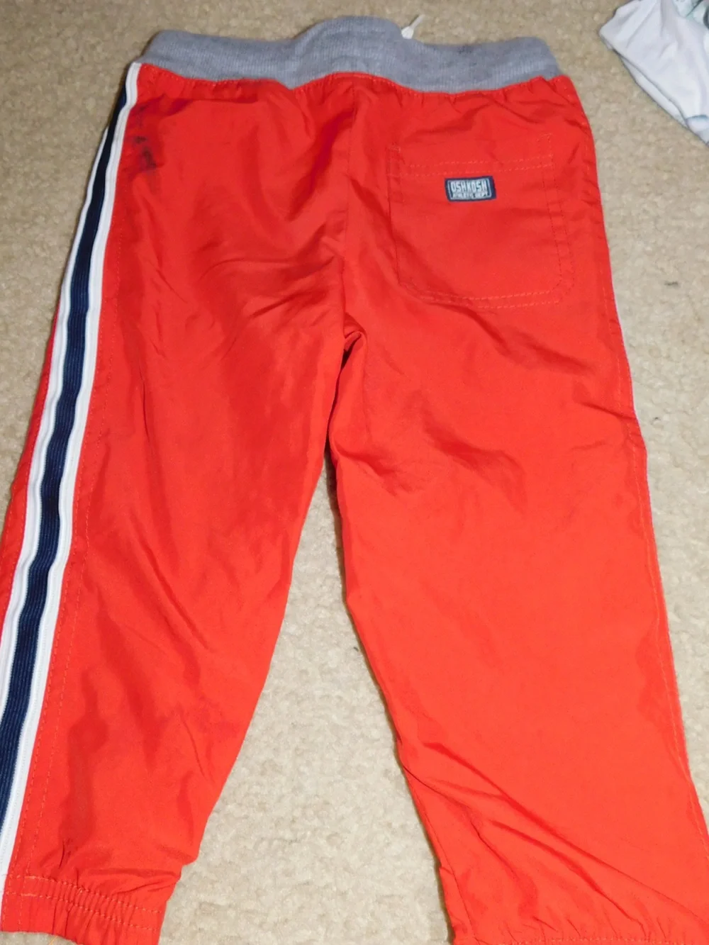 OshKosh B'gosh Bright Red Joggers with Navy & White Side Stripe